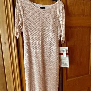 Connected Apparel Blush Lace Midi Dress